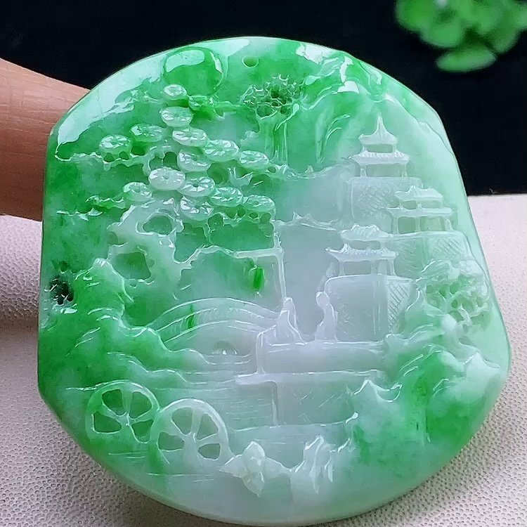 缅甸翡翠山水玉吊坠天然玉石A货冰种飘绿新款老坑正品证书0113,珠宝/钻石/翡翠,颈饰,淘宝优惠券,粉丝福利购,淘宝优惠卷