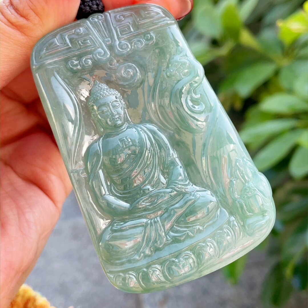 缅甸翡翠大日如来玉吊坠天然玉石A货冰种证书礼物老坑新款0528