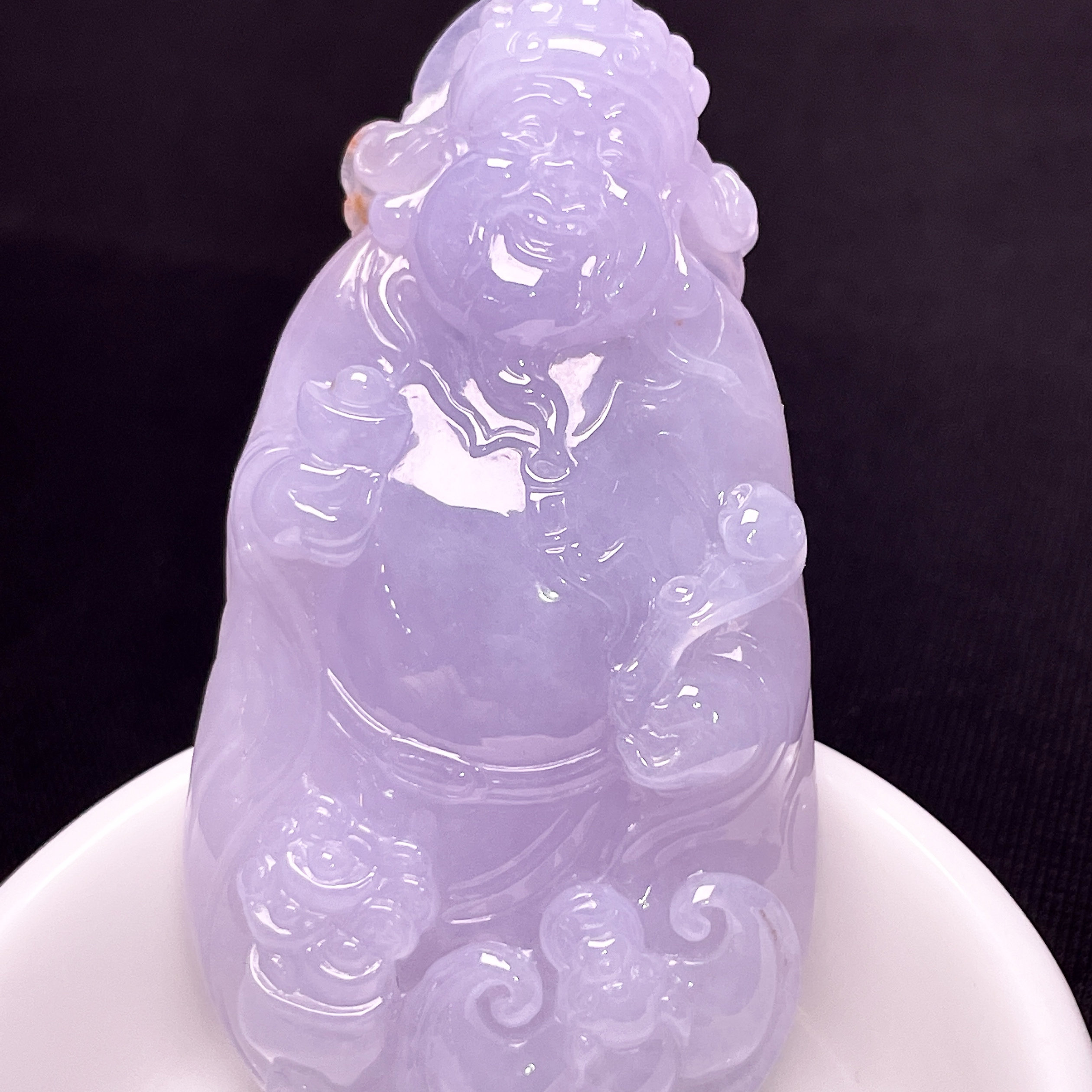 缅甸翡翠财神玉吊坠天然玉石A货冰种紫罗兰礼物证书老坑收藏0530