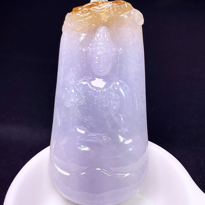 缅甸翡翠观音玉吊坠天然玉石A货