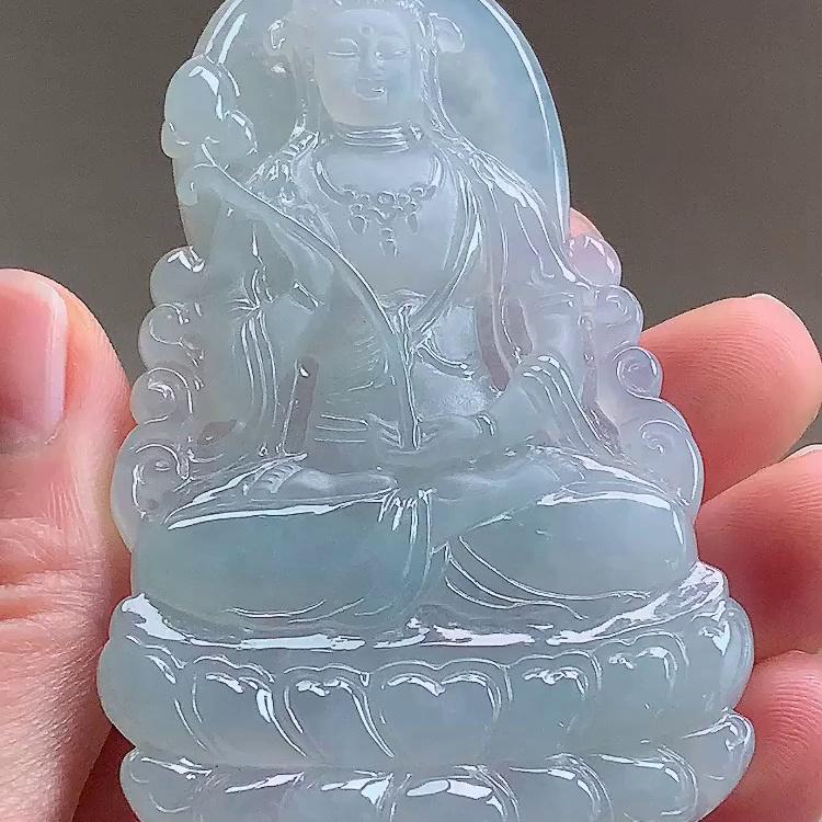 缅甸翡翠大势至玉吊坠天然玉石A