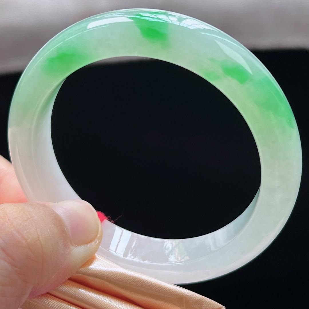 缅甸翡翠玉手镯平安镯正圈50圈