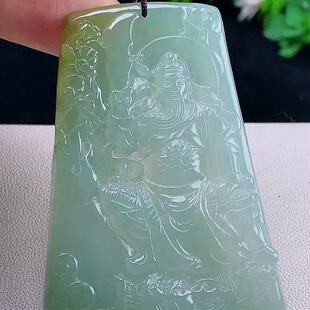 缅甸翡翠关公玉吊坠天然玉石A货冰种正品新款证书收藏老坑0204