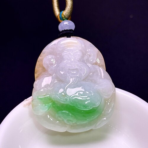 缅甸翡翠财神玉吊坠天然玉石A货