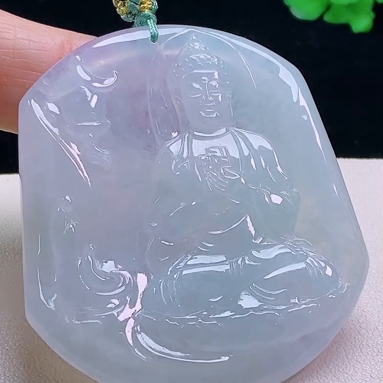 缅甸翡翠大日如来玉吊坠天然玉石A货冰种证书高档礼物老坑1203