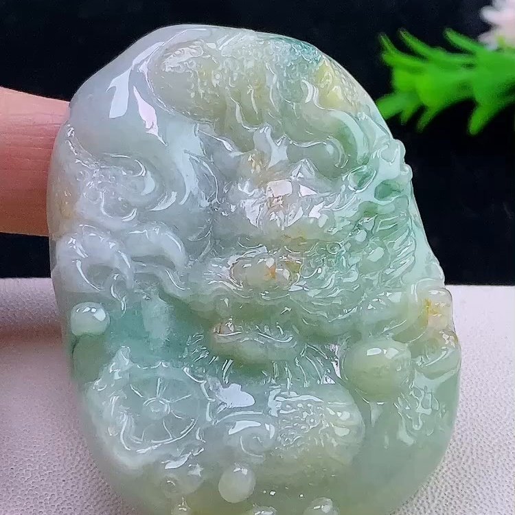 缅甸翡翠龙牌玉吊坠天然玉石A货冰种礼物正品老坑证书新款1230