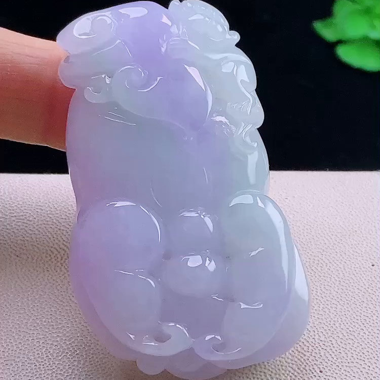 缅甸翡翠佛手玉吊坠天然玉石A货冰种紫罗兰正品证书老坑收藏1219