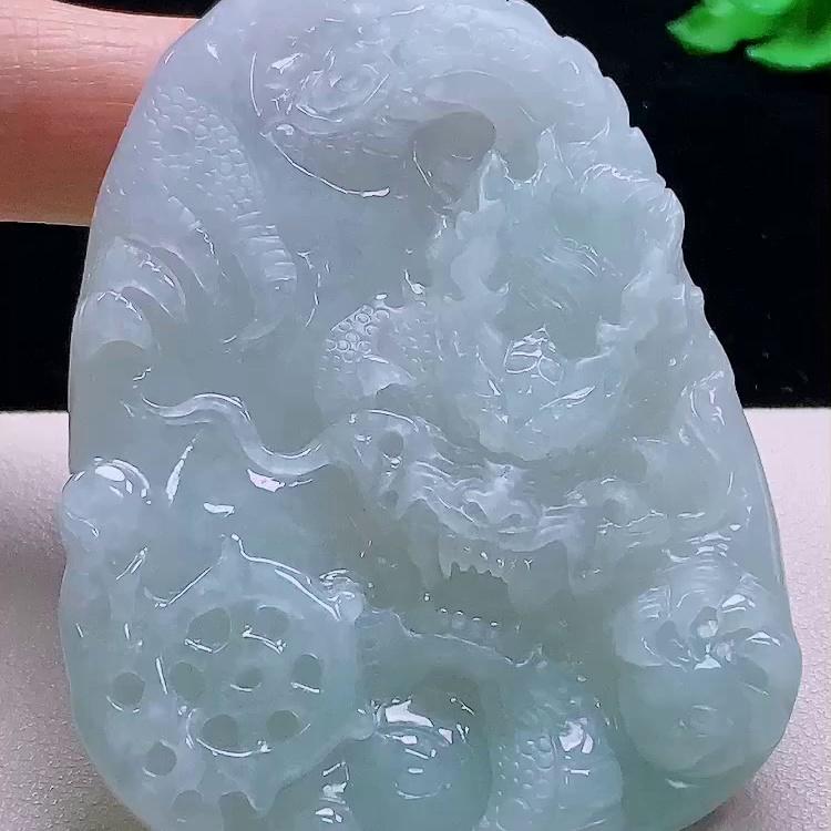 缅甸翡翠龙牌玉吊坠天然玉石A货冰种老坑证书礼物高档新款1114