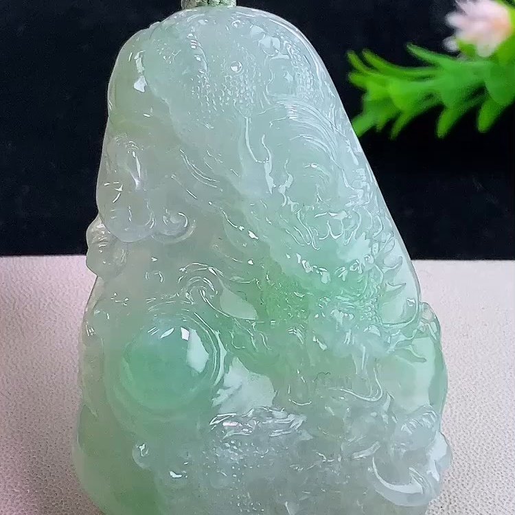 缅甸翡翠龙牌玉吊坠天然玉石A货玻璃种高档正品礼物新款收藏0104