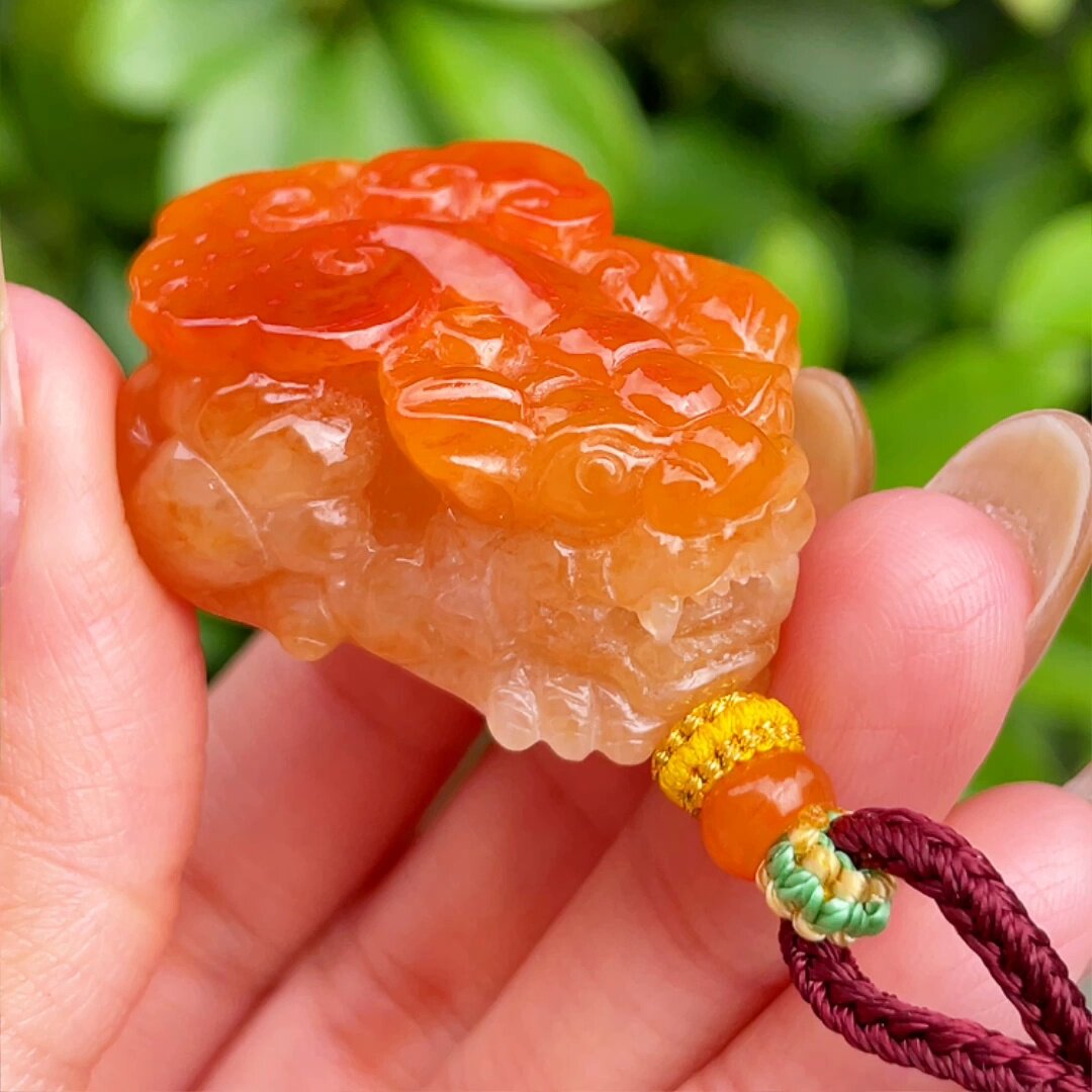 缅甸翡翠貔貅玉吊坠天然玉石A货冰种红翡收藏正品高档老坑0530