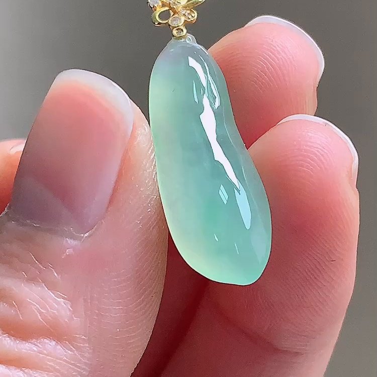 缅甸翡翠福瓜镶金玉吊坠天然玉石A货18K金镶嵌冰种新款证书1231