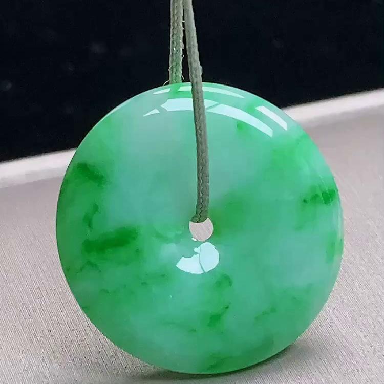 缅甸翡翠平安扣玉吊坠天然玉石A