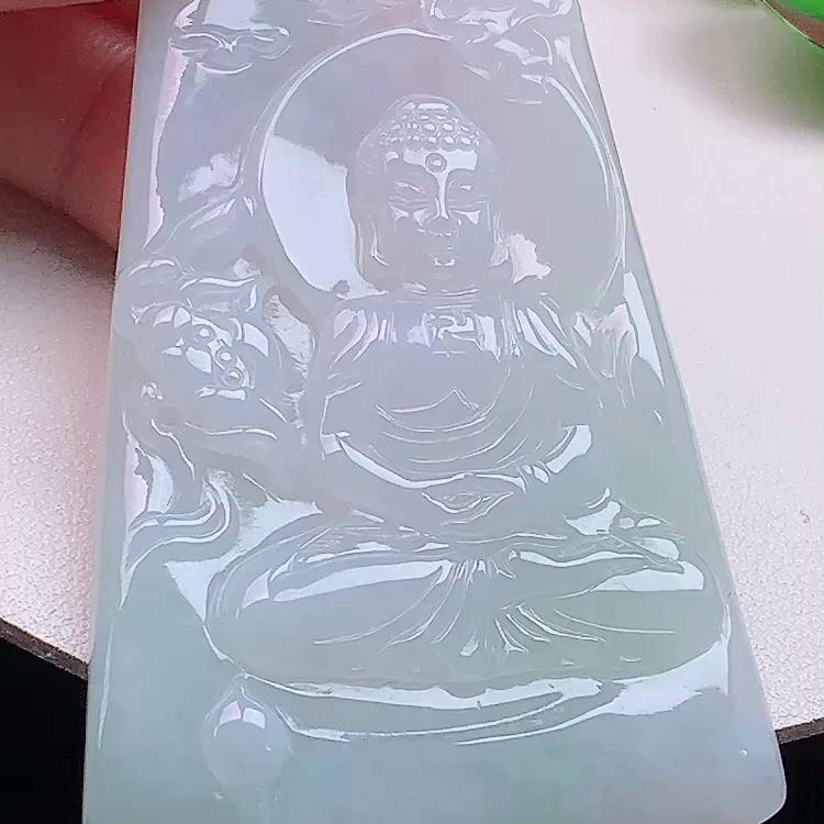 缅甸翡翠大日如来玉吊坠天然玉石A货冰种证书老坑收藏正品1121