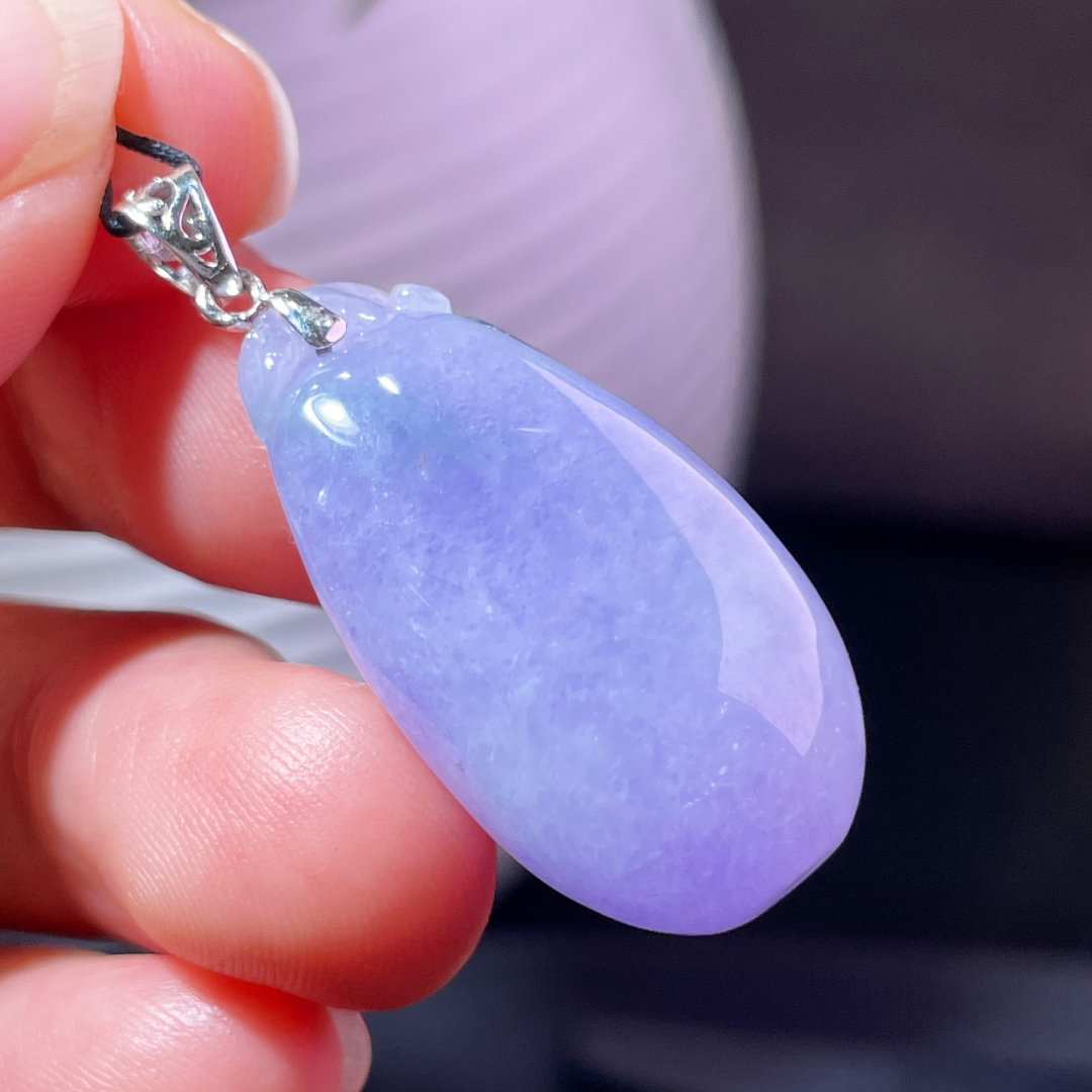 缅甸翡翠福瓜镶金玉吊坠天然玉石A货18K金镶嵌冰糯种紫罗兰0223