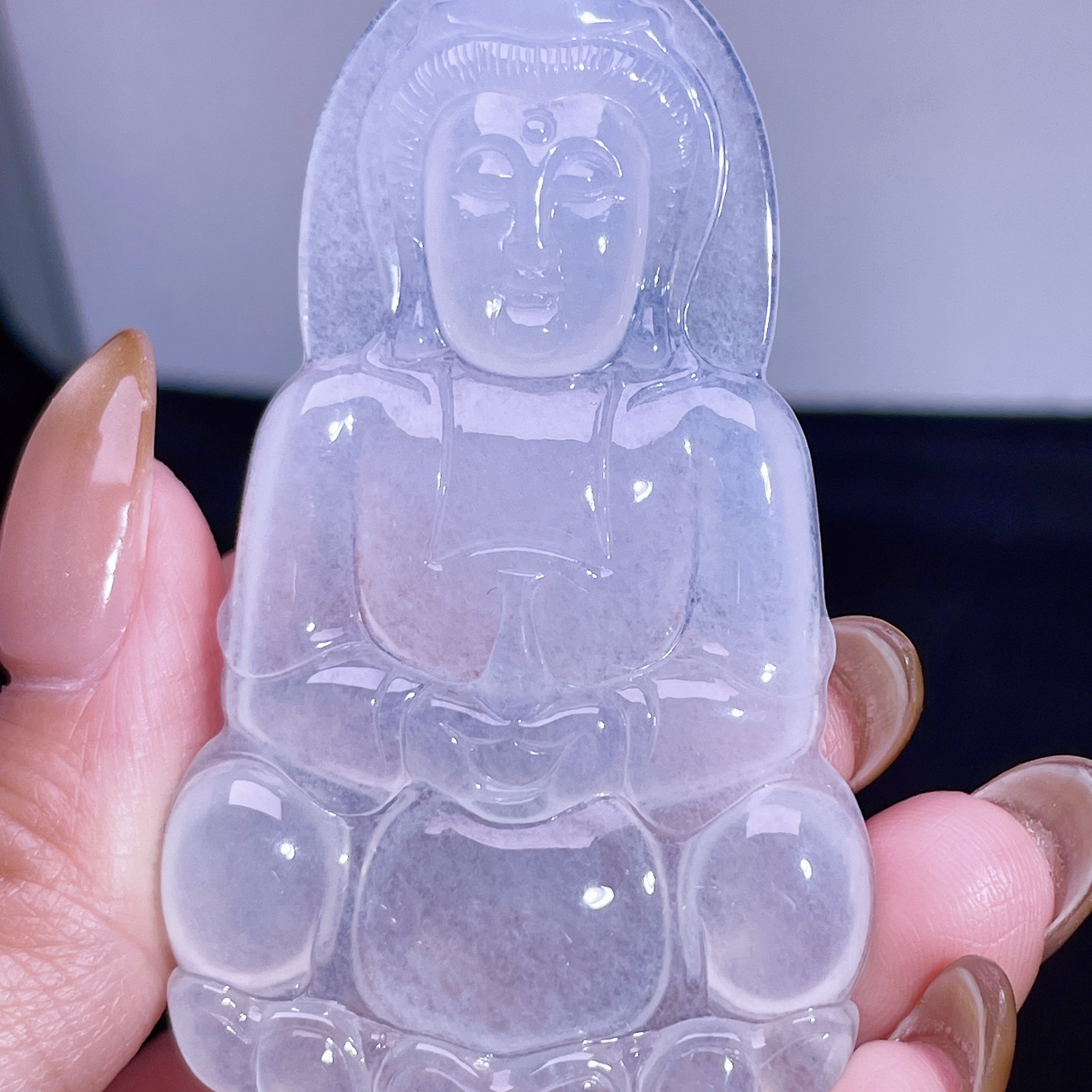 缅甸翡翠观音玉吊坠天然玉石A货冰种新款收藏老坑正品证书0530