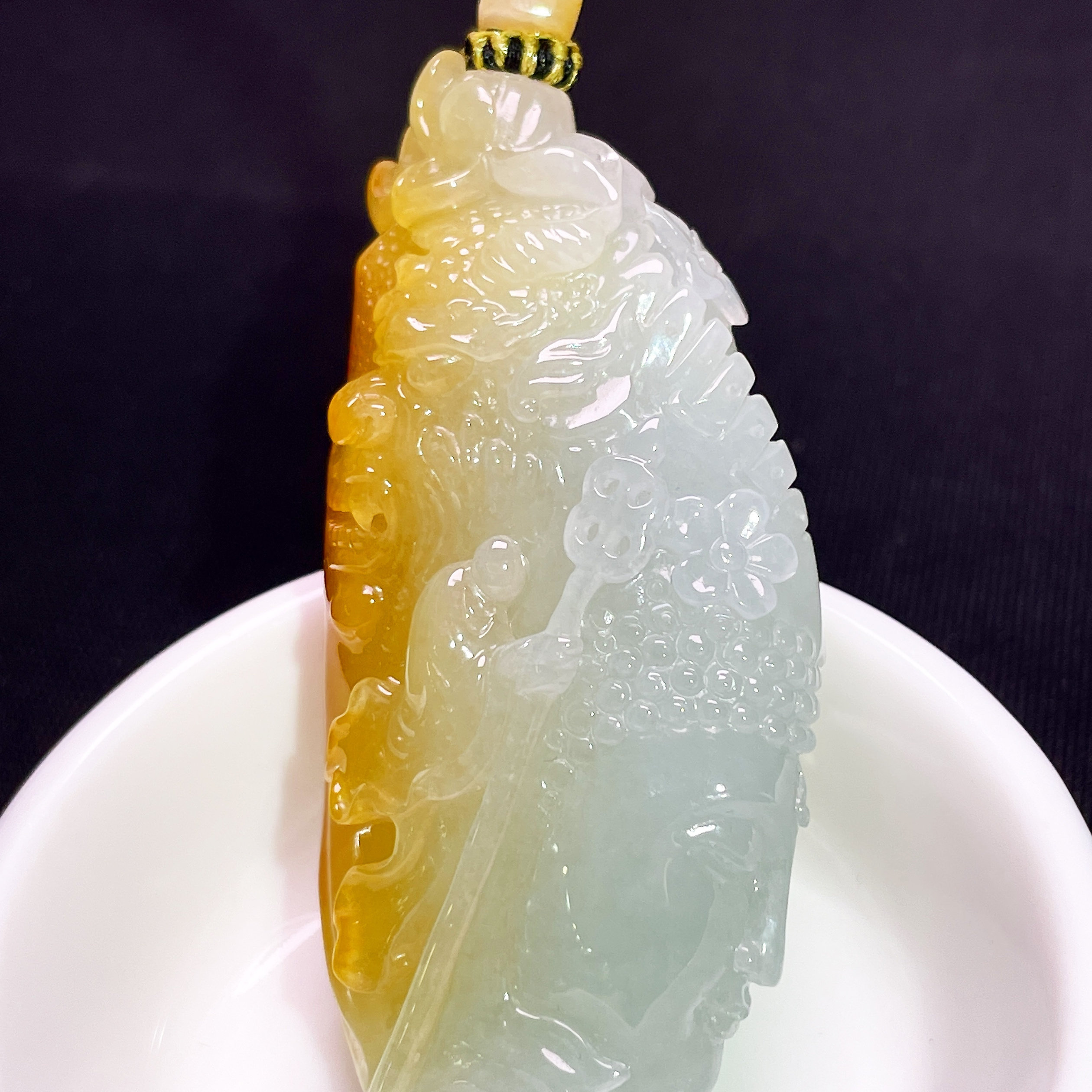 缅甸翡翠悟道玉吊坠天然玉石A货冰种黄翡老坑收藏正品高档0530