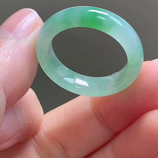 缅甸翡翠戒指玉戒指天然玉石A货冰种飘绿新款 收藏高档证书0316