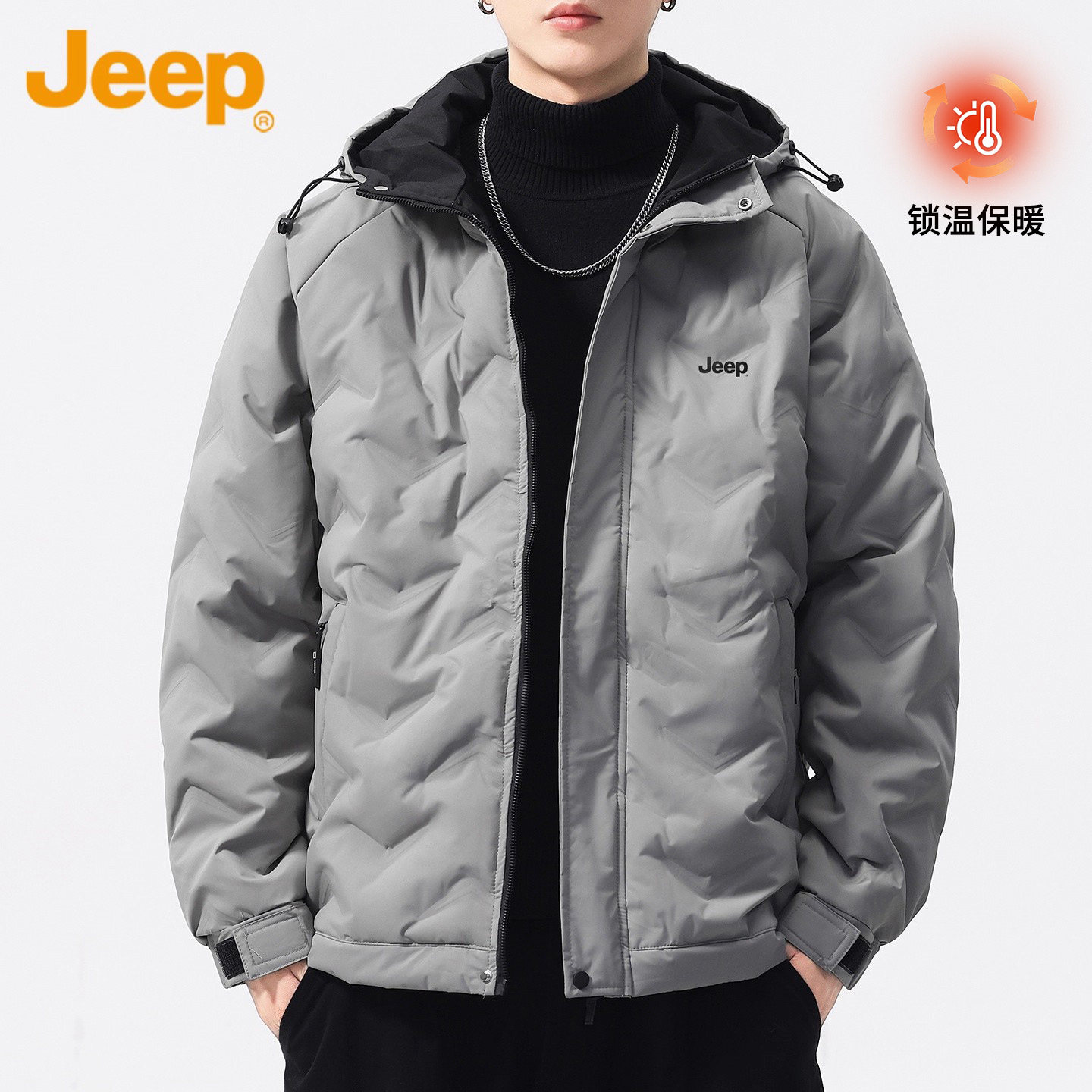 Jeep吉普轻薄羽绒棉衣男士美式休闲棉袄2026年冬季防风棉服外套男
