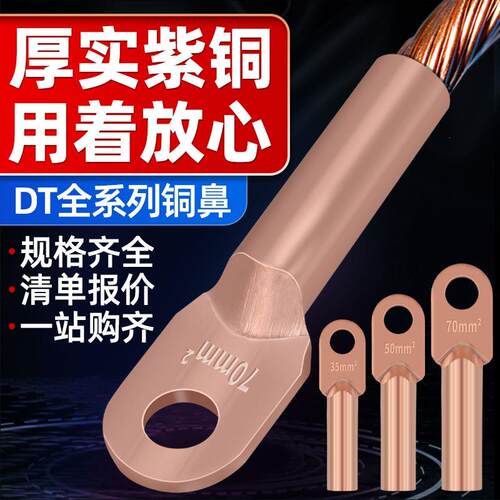DT铜鼻子铜接线端子镀锡