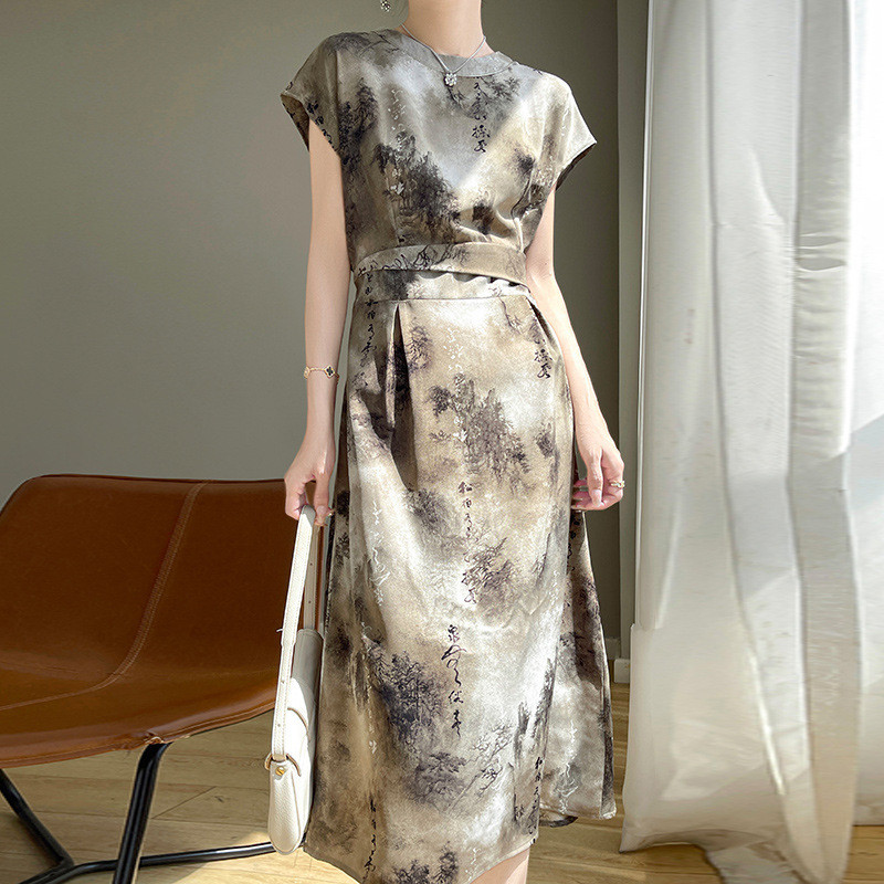 新中式水墨旗袍裙4620