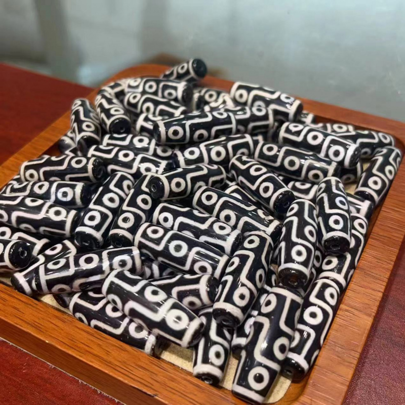 复古黑玛瑙9眼天珠配饰珠宝文玩