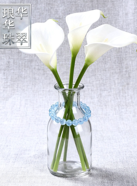 天然海蓝宝手链女款单圈水晶手串饰品礼物送女友闺蜜生日礼物