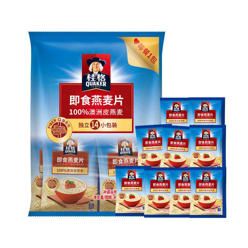 桂格即食燕麦片400g*1袋独立小包装冲饮原味装早餐麦片代餐