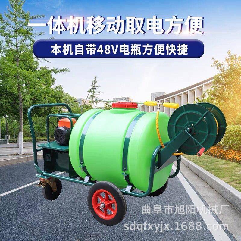 48V手推式喷雾器 牛场杀虫灭蚊拉管式打药机 160升电动高压喷药机