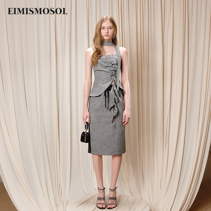 【吴宣仪同款】Eimismosol2025新款时尚套装女吊带波点亮片半身裙