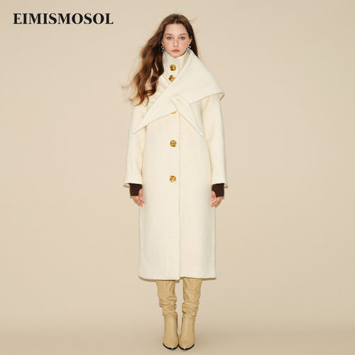 EIMISMOSOL立领披肩长大衣女秋冬新款清爽优雅打造随性摩登腔调
