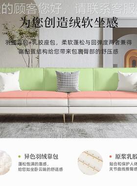 包邮北欧客厅户型意式极简约奢真XCZ006皮小皮沙发沙高档羽绒白色