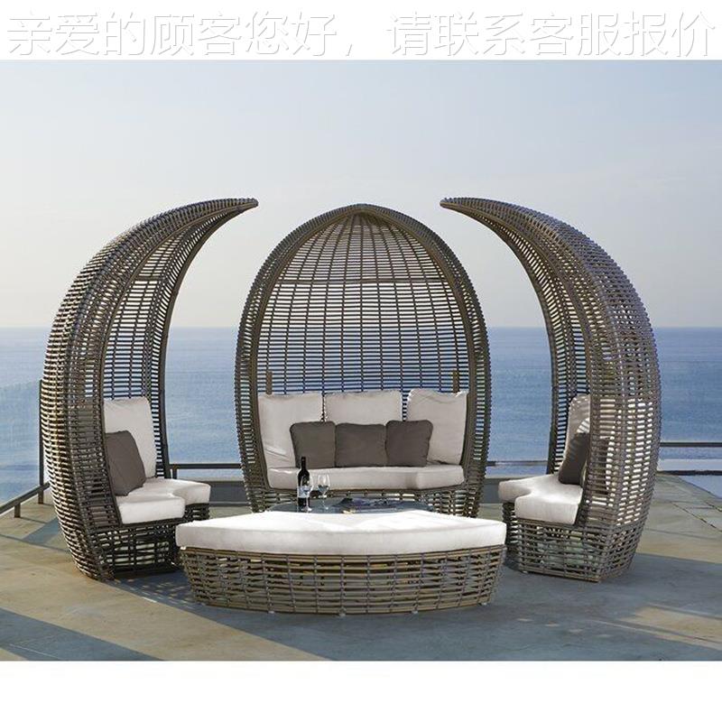 户闲躺床沙发藤公编休藤制51家具花园庭院别墅民外宿园景区户外蓬