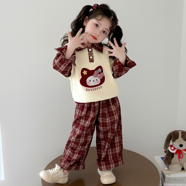 女童秋装套装2025新款女宝宝超好看衣服女孩两件套儿童秋天衣服潮