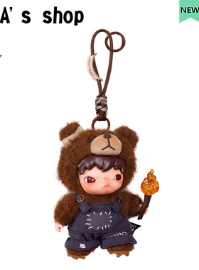 免费刻字 小野熊公仔挂绳专属配色牛皮标搪胶娃娃扣hiron为喜而战