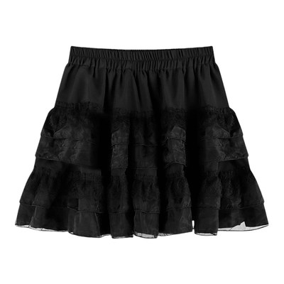 白色蕾丝蛋糕裙短款女夏季大码短裙高腰显瘦芭蕾风a字网纱蓬蓬裙