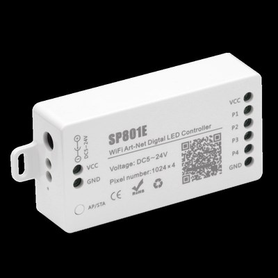 SP801E幻彩全彩跑马LED灯带像素屏控制器音乐模式可编程