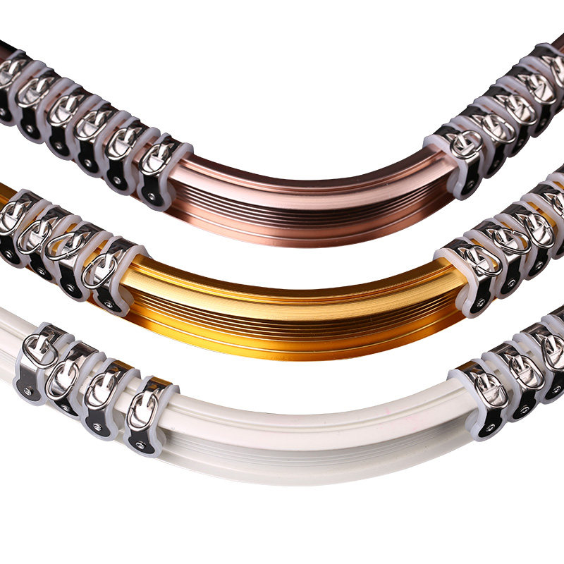 窗帘轨道静音纳米轮单轨顶装u型飘窗弯轨小窗户侧装双轨L型窗户杆