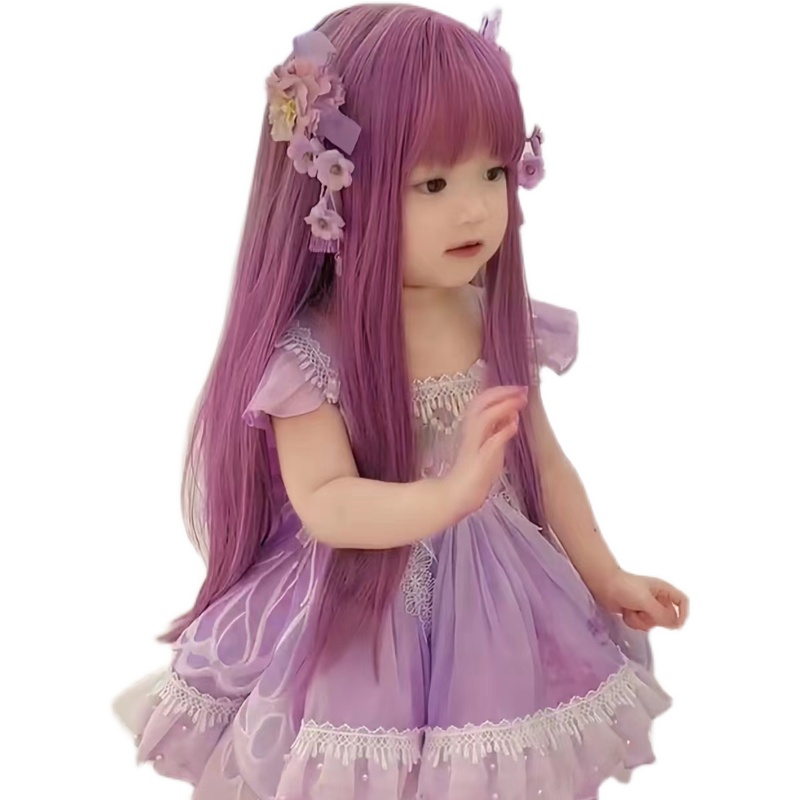 儿童假发cos巴啦啦小魔仙动漫二次元长直发可爱甜美齐刘海全头套