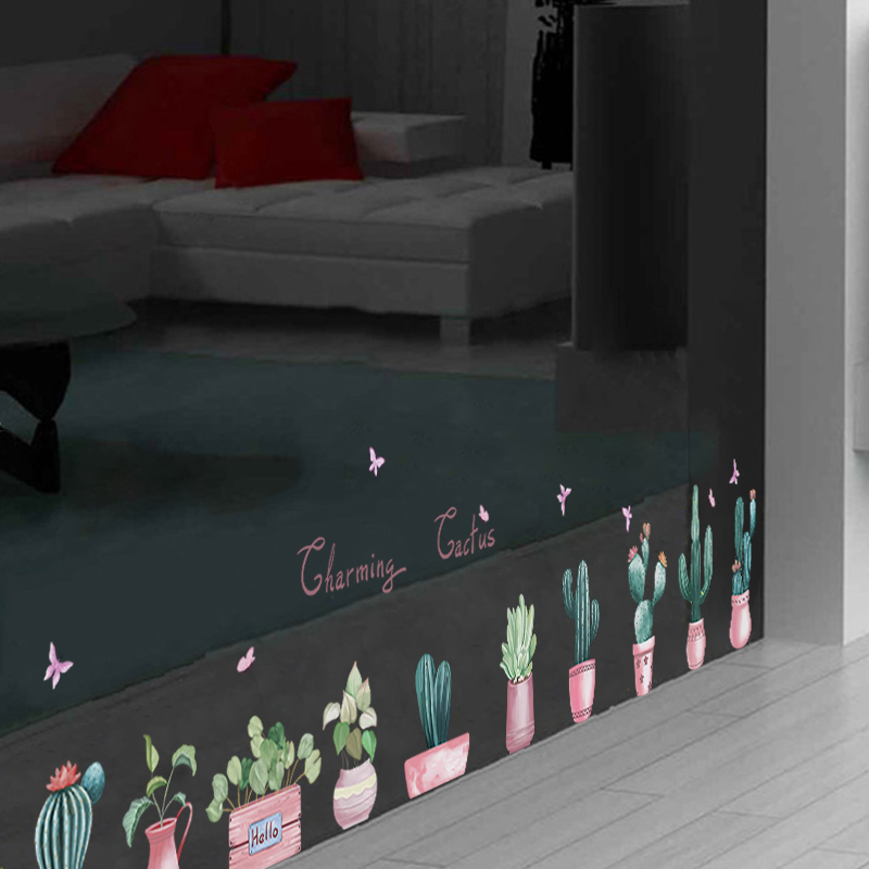 美容院店铺店面卧室客厅墙面装饰玻璃门贴纸腰线贴自粘踢脚线墙贴