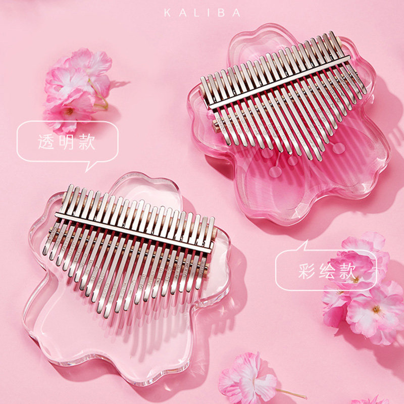 zani 樱花21音高颜值彩绘拇指琴17音透明亚克力卡林巴手指琴礼物