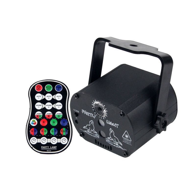 2020新款迷你LED激光舞台灯 3孔60图案闪光灯 声控KTV音乐七彩灯