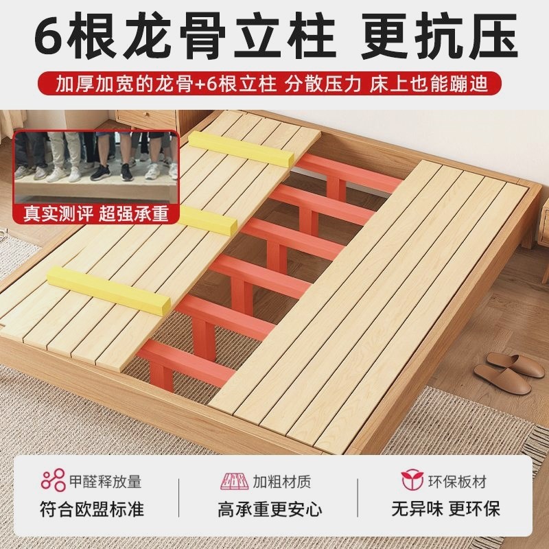 无床头实木床全实木无床头床双人床定制1.2/35/5/8米无靠背床架子