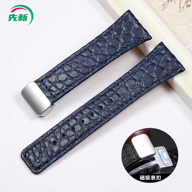 适配天王超薄鳄鱼皮手表带真皮男