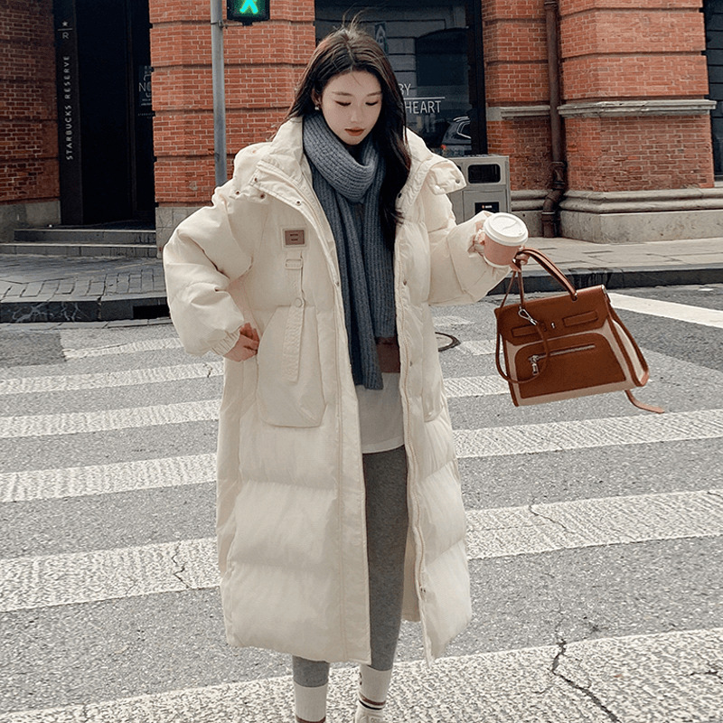 新款年棉服女中长款连帽潮秋冬季2025韩版加厚过膝棉袄外套棉衣