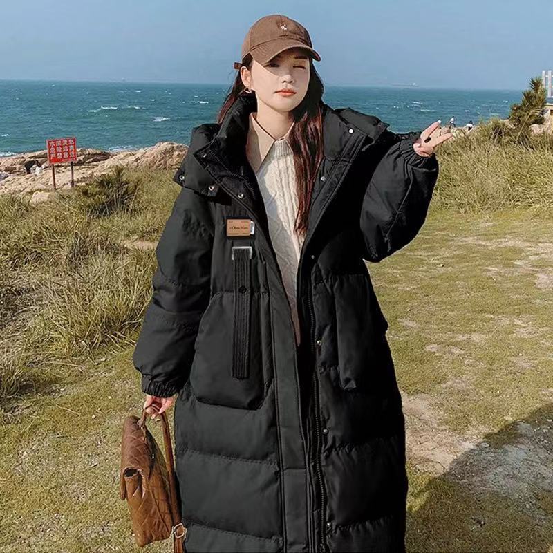 冬季羽绒棉服女中长款2025年新款棉衣加厚过膝面包服连帽棉袄外套