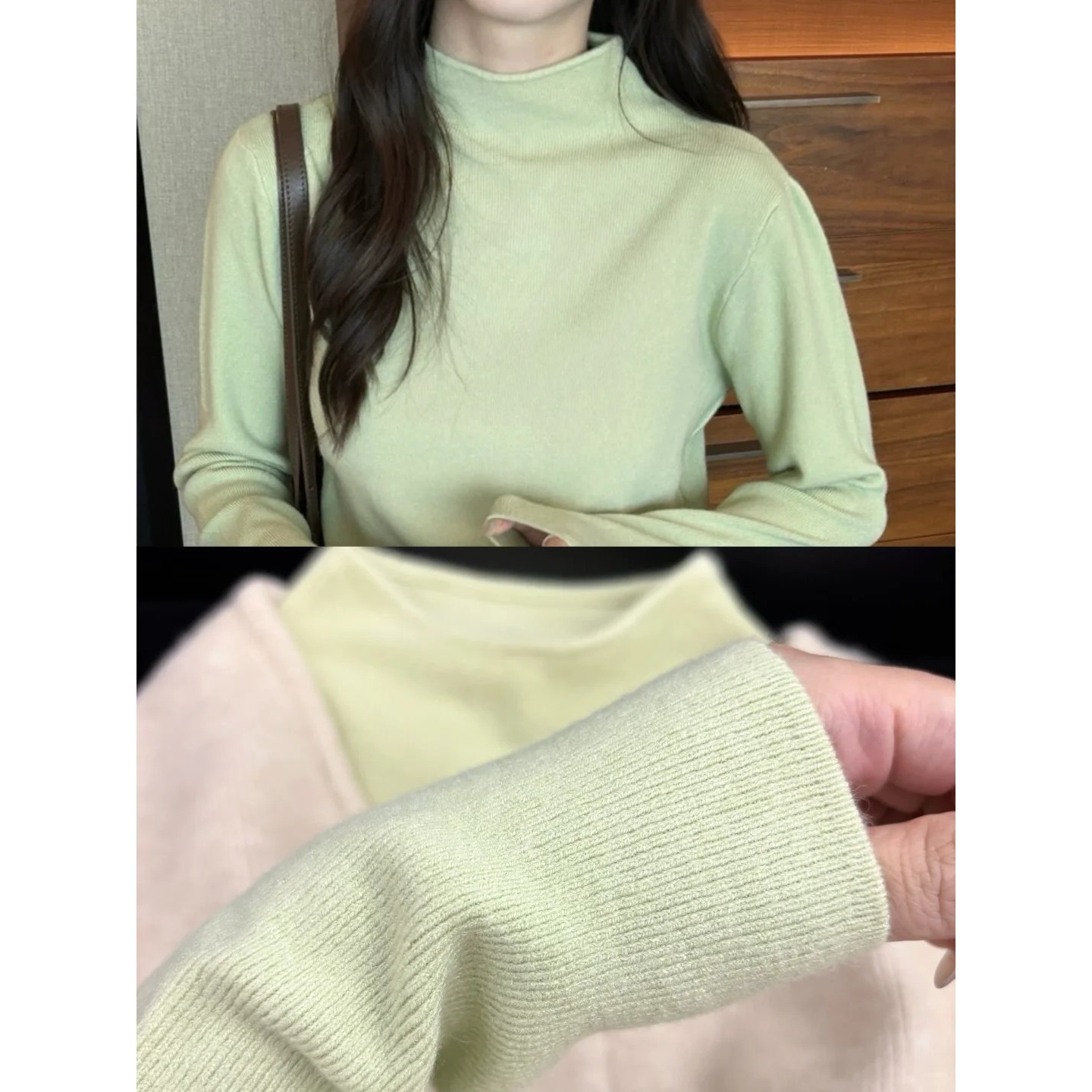 多巴胺极简风立领针织衫女秋冬套头修身显瘦百搭打底内搭上衣毛衣