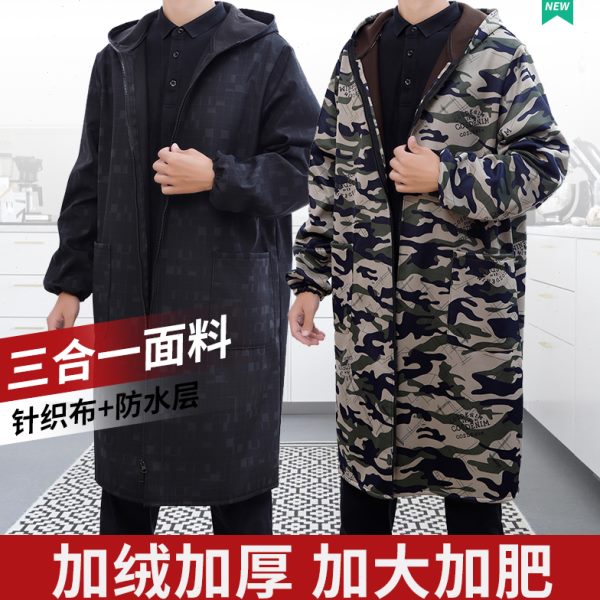 兰肥挂大搬运23加绒劳保罩褂大斤男长加长工作服厚防水0衣衫加大
