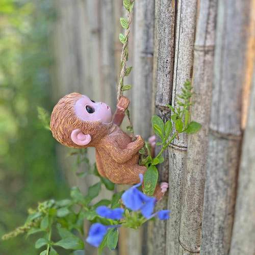 攀登猴子挂件户外花园装饰品壁挂庭院树上造景阳台攀爬爬藤架挂饰