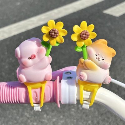 风车装饰儿童自行车小配件电动车可爱夏季车把登山公仔小猪小摆件