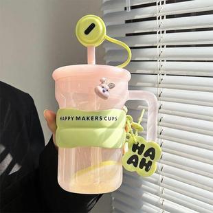 水杯女生可爱新款 玻璃杯高颜值家用耐热防烫学生专用吸管杯子